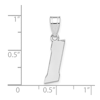 14k White Gold Polished Block Number 1 Pendant