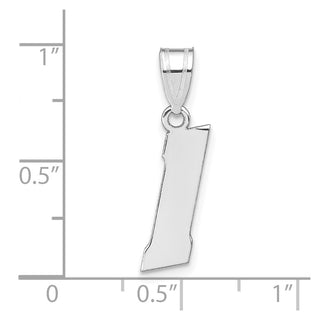 14k White Gold Polished Block Number 1 Pendant