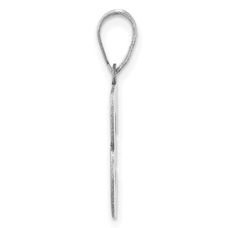 14k White Gold Polished Block Number 3 Pendant