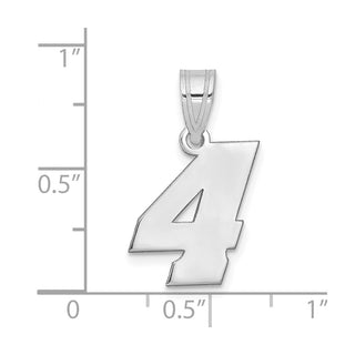 14k White Gold Polished Block Number 4 Pendant