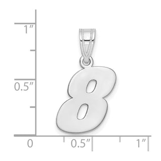 14k White Gold Polished Block Number 8 Pendant