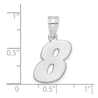14k White Gold Polished Block Number 8 Pendant