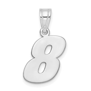 14k White Gold Polished Block Number 8 Pendant