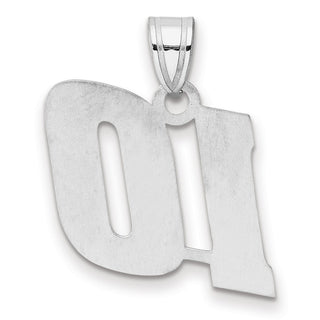 14k White Gold Polished Block Number 10 Pendant