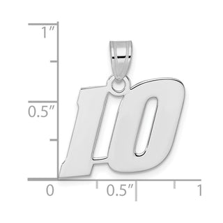 14k White Gold Polished Block Number 10 Pendant
