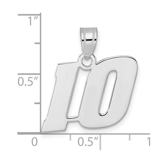 14k White Gold Polished Block Number 10 Pendant