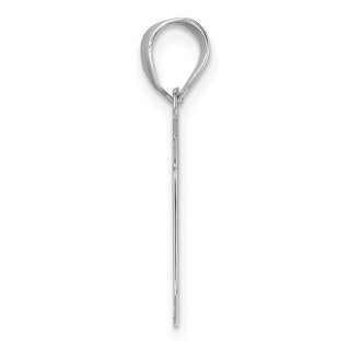 14k White Gold Polished Block Number 11 Pendant
