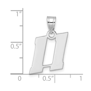 14k White Gold Polished Block Number 11 Pendant