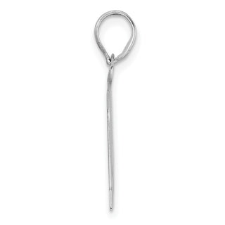 14k White Gold Polished Block Number 14 Pendant