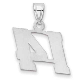 14k White Gold Polished Block Number 14 Pendant