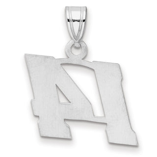 14k White Gold Polished Block Number 14 Pendant