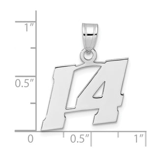 14k White Gold Polished Block Number 14 Pendant
