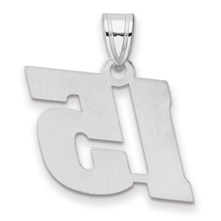 14k White Gold Polished Block Number 15 Pendant