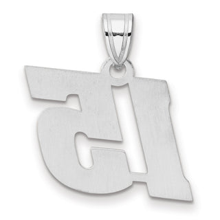 14k White Gold Polished Block Number 15 Pendant