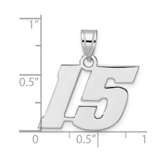 14k White Gold Polished Block Number 15 Pendant