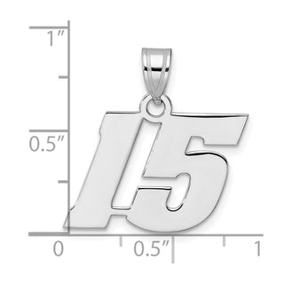 14k White Gold Polished Block Number 15 Pendant