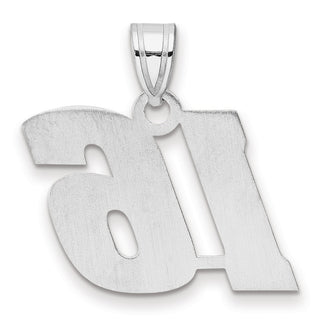 14k White Gold Polished Block Number 16 Pendant