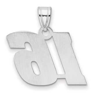 14k White Gold Polished Block Number 16 Pendant