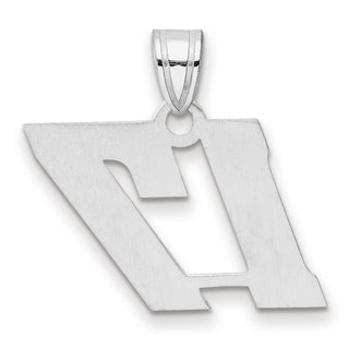 14k White Gold Polished Block Number 17 Pendant