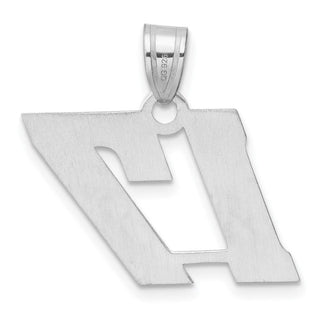 14k White Gold Polished Block Number 17 Pendant