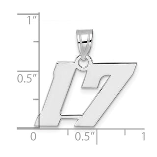 14k White Gold Polished Block Number 17 Pendant