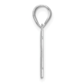 14k White Gold Polished Block Number 18 Pendant
