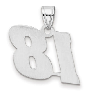 14k White Gold Polished Block Number 18 Pendant