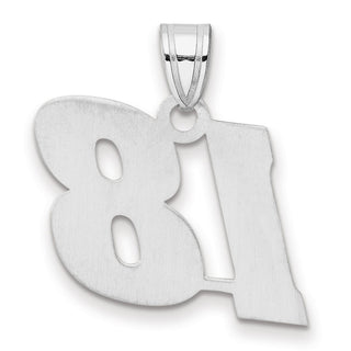14k White Gold Polished Block Number 18 Pendant