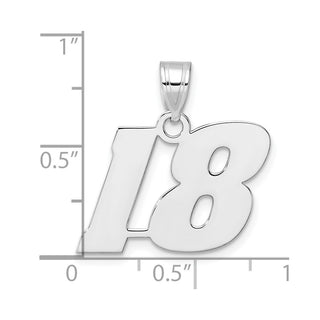 14k White Gold Polished Block Number 18 Pendant