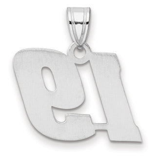 14k White Gold Polished Block Number 19 Pendant