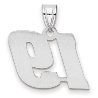 14k White Gold Polished Block Number 19 Pendant