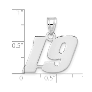 14k White Gold Polished Block Number 19 Pendant