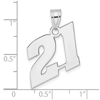 14k White Gold Polished Block Number 21 Pendant