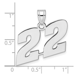 14k White Gold Polished Block Number 22 Pendant