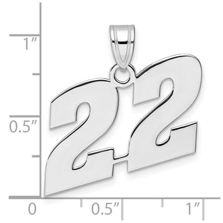 14k White Gold Polished Block Number 22 Pendant