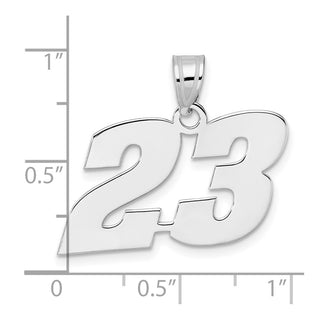 14k White Gold Polished Block Number 23 Pendant
