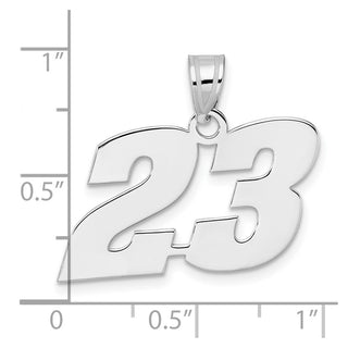 14k White Gold Polished Block Number 23 Pendant