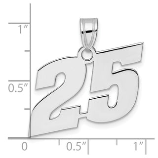 14k White Gold Polished Block Number 25 Pendant