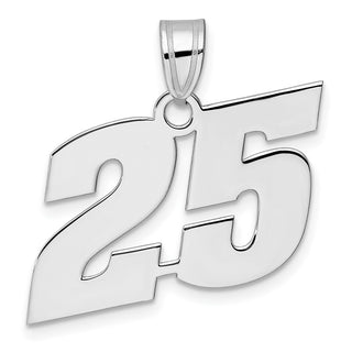 14k White Gold Polished Block Number 25 Pendant