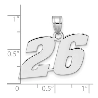 14k White Gold Polished Block Number 26 Pendant
