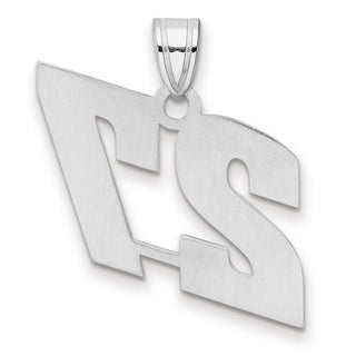 14k White Gold Polished Block Number 27 Pendant