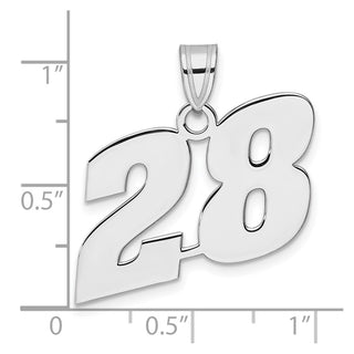 14k White Gold Polished Block Number 28 Pendant