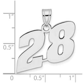14k White Gold Polished Block Number 28 Pendant