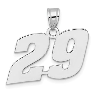 14k White Gold Polished Block Number 29 Pendant