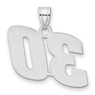 14k White Gold Polished Block Number 30 Pendant