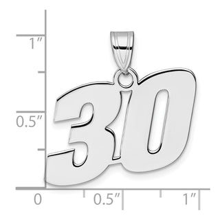 14k White Gold Polished Block Number 30 Pendant