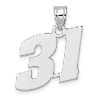 14k White Gold Polished Block Number 31 Pendant