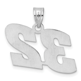 14k White Gold Polished Block Number 32 Pendant