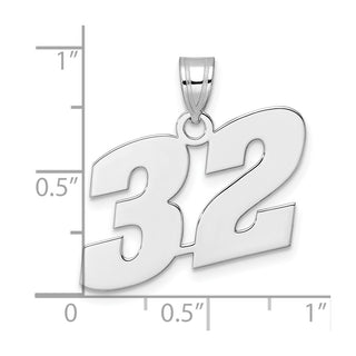 14k White Gold Polished Block Number 32 Pendant