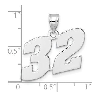 14k White Gold Polished Block Number 32 Pendant